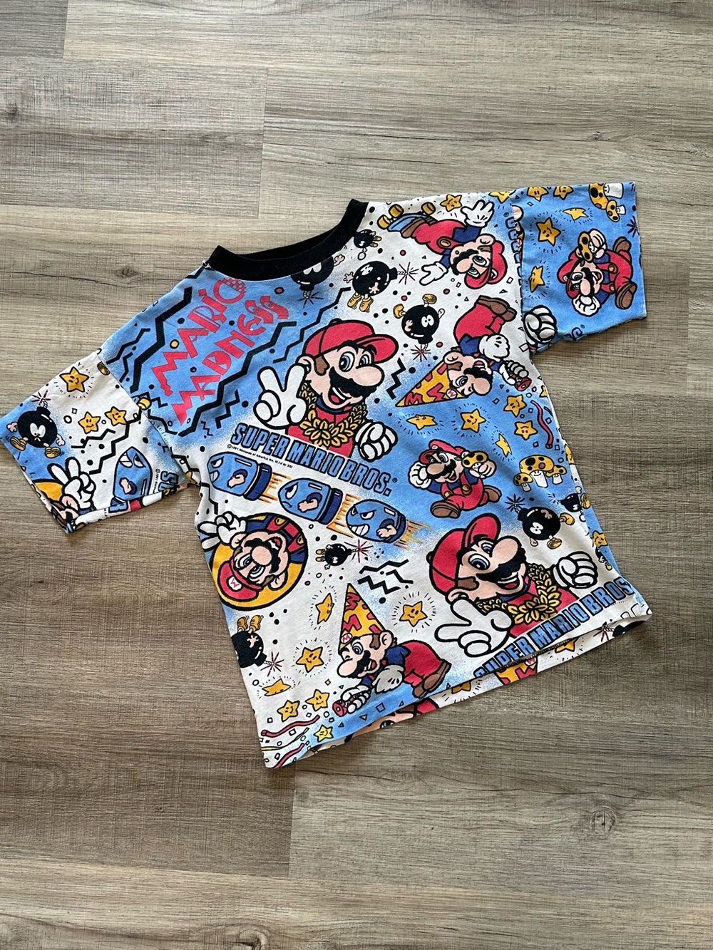 Vintage 1991 Mario Bros Nintendo Graphic Tee - Blue/Red
